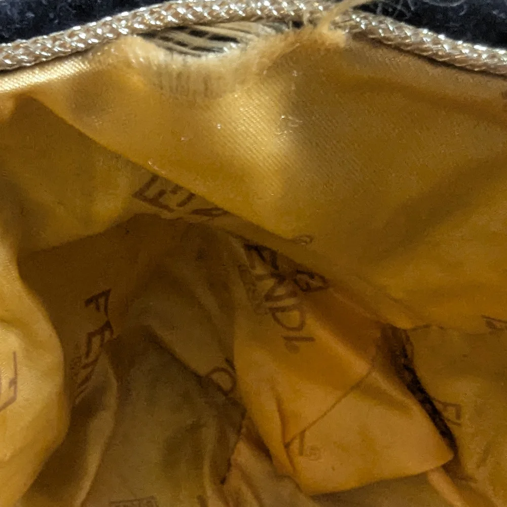 Fendi Black Velvet Pouch with Gold Interior